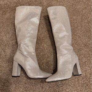 Knee high rhinestone boots
